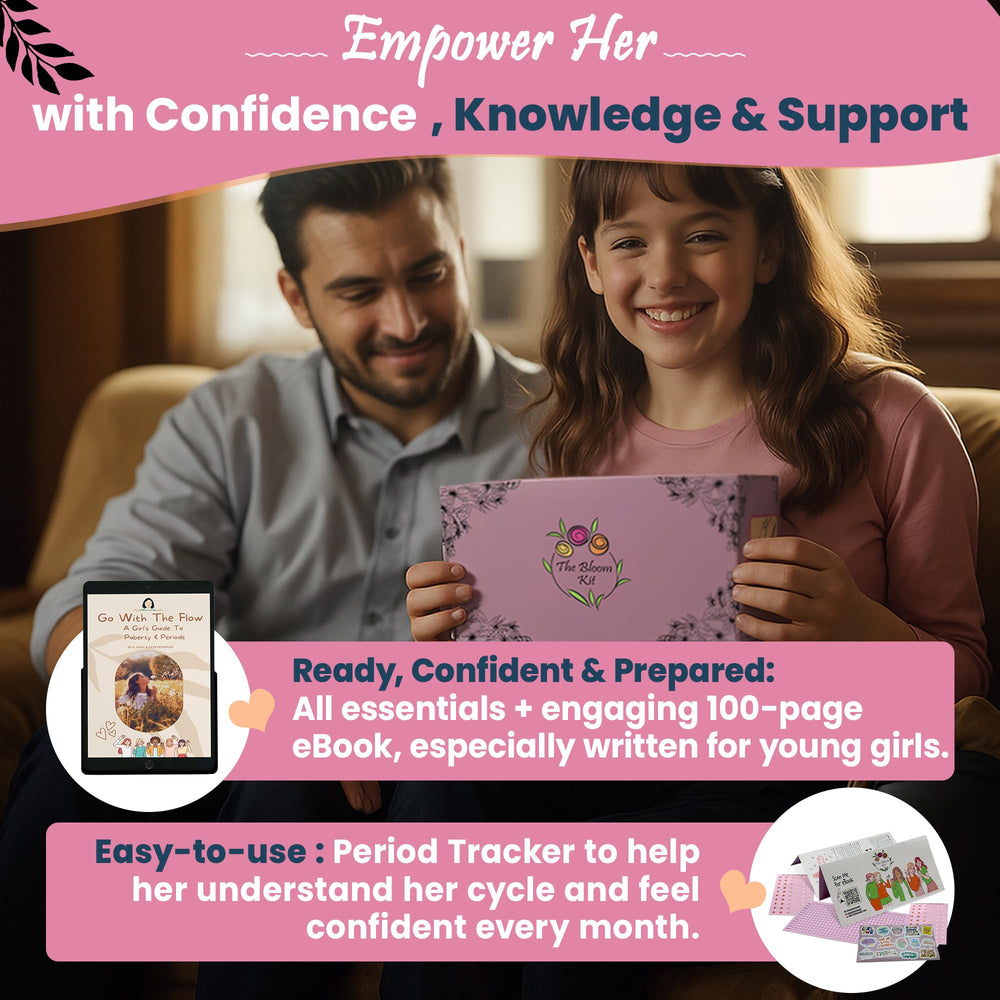The Bloom gift packaging highlights a thoughtful starter kit for teens and caregivers.