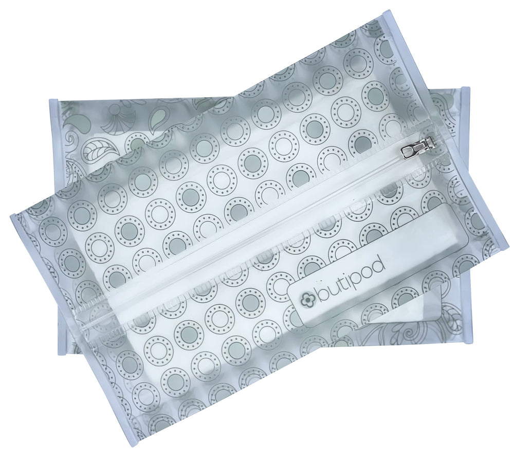 Butipods slim wipe case in lucite green shows portable dispenser for on-the-go use.