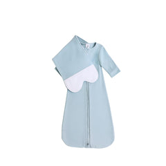 The Butterfly Swaddle blue wing-design promotes calm sleep for newborns