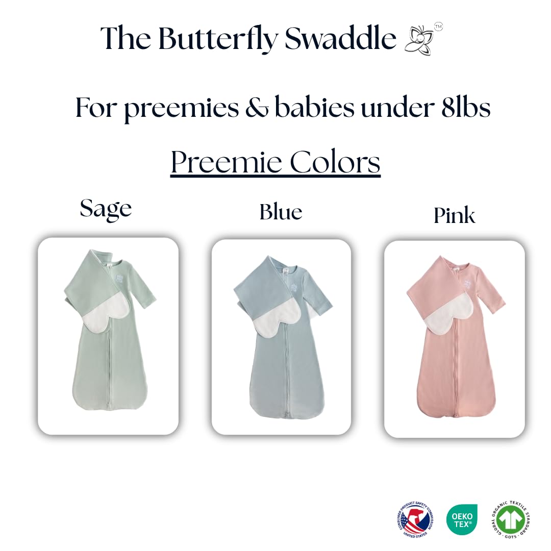 The Butterfly Swaddle grow-with-baby design supports longer use as baby grows
