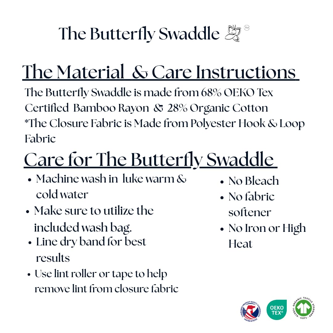 The Butterfly Swaddle in-use demonstrates secure nighttime coverage