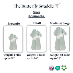 The Butterfly Swaddle soft-fabric provides gentle stretch and womb-like comfort