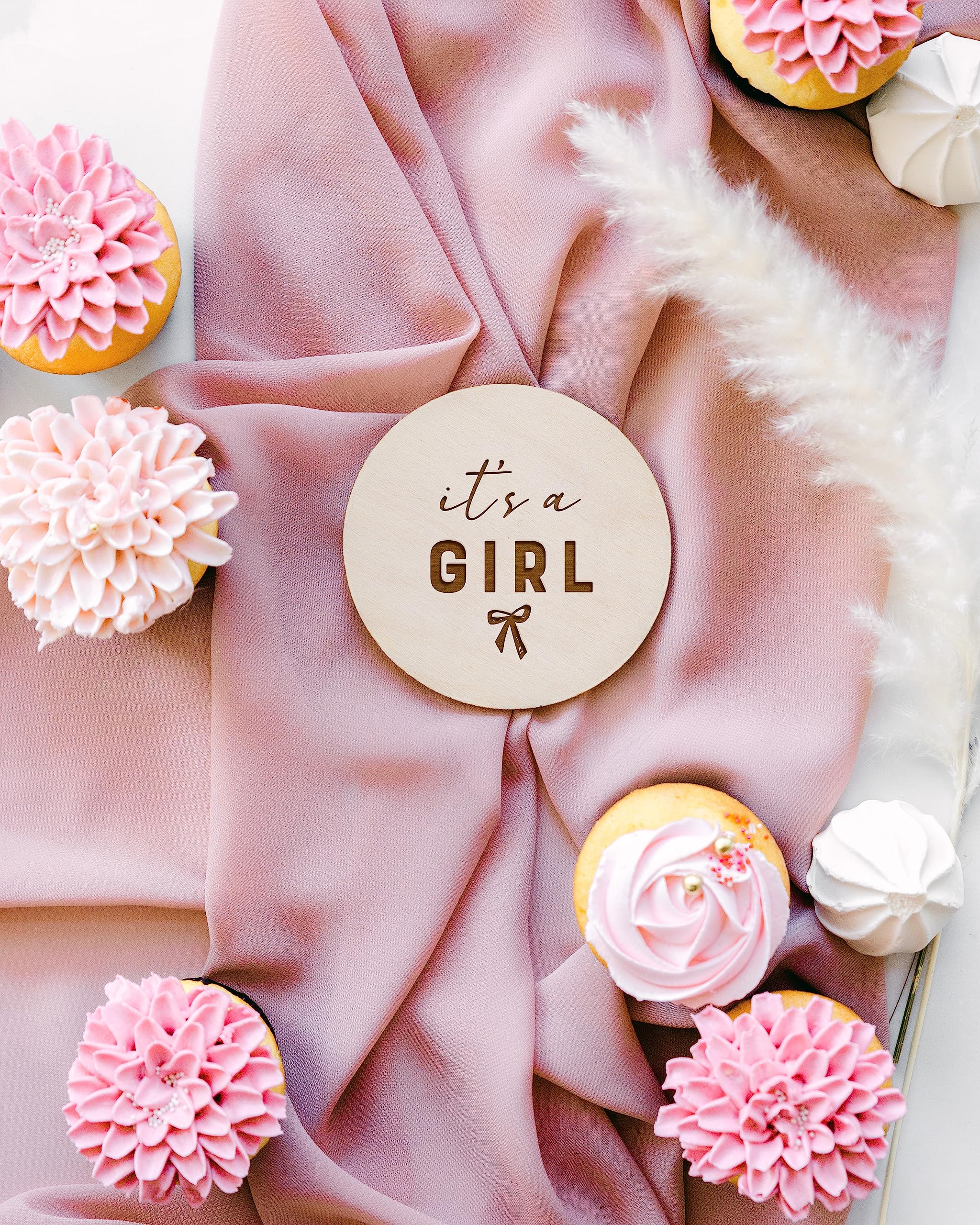The Cotton & Canvas Co. Engraved birth-announcement disc, ideal for baby showers.