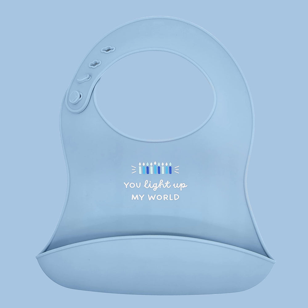 The Dreidel Company Hanukkah bib close-up with festive details