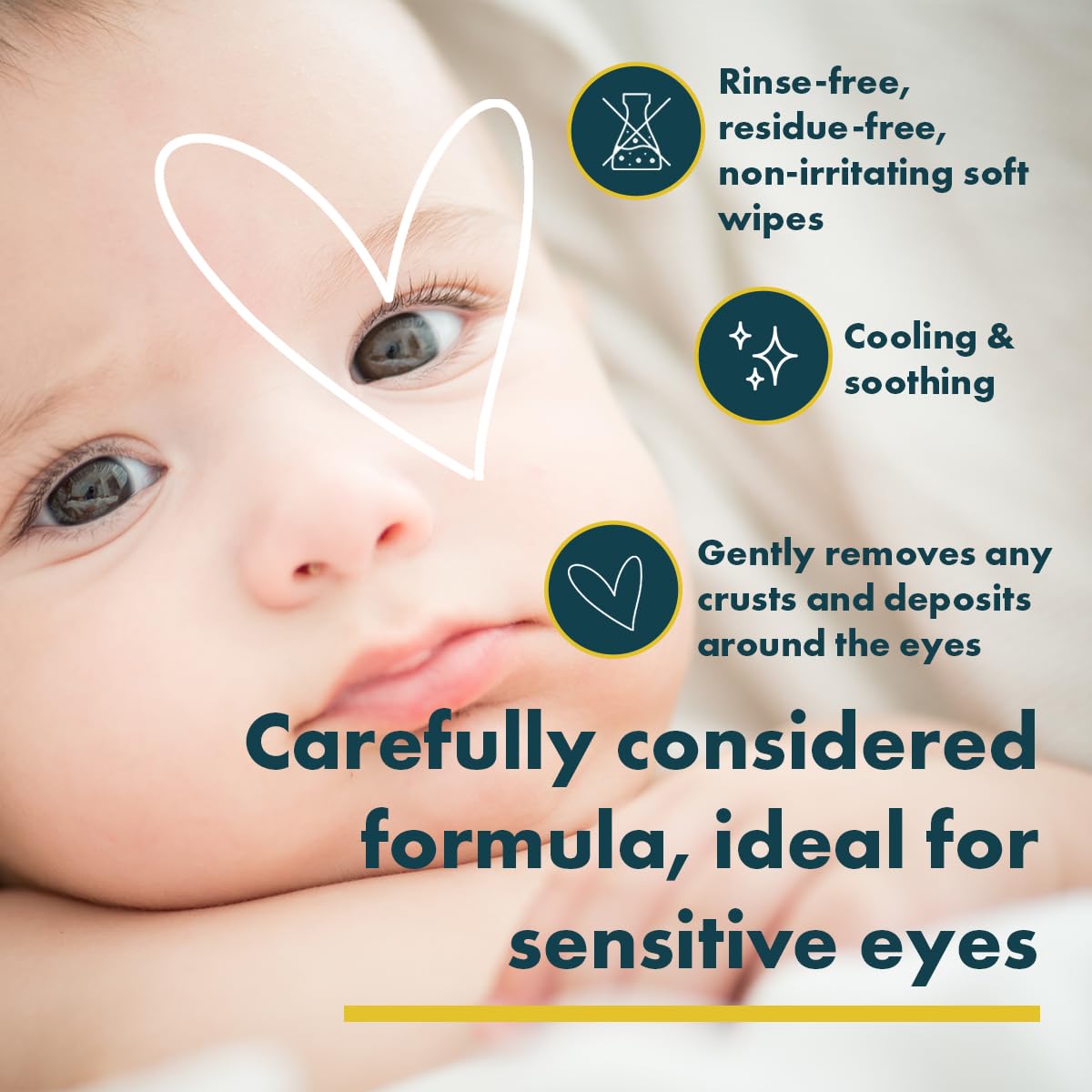 Gentle cleansing motion around lashes supports debris removal without irritation.