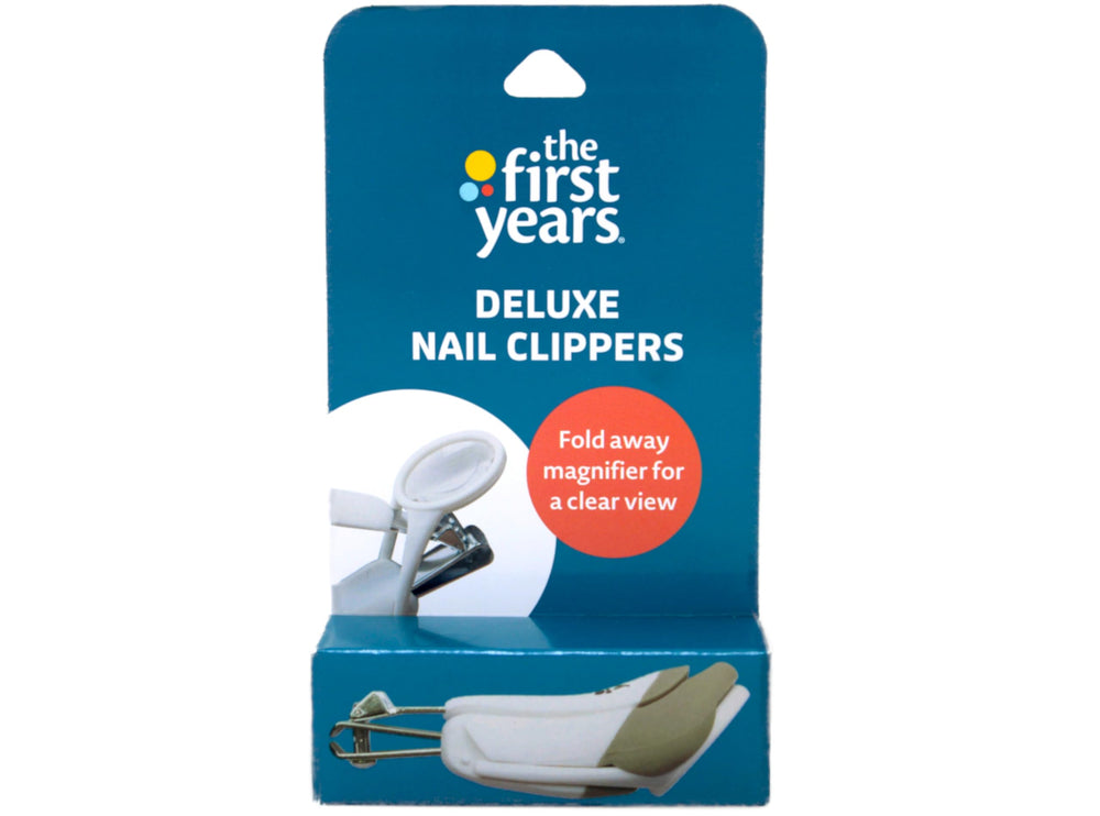 The First Years nail clipper with fold-away magnifier aids precise baby nail trimming.