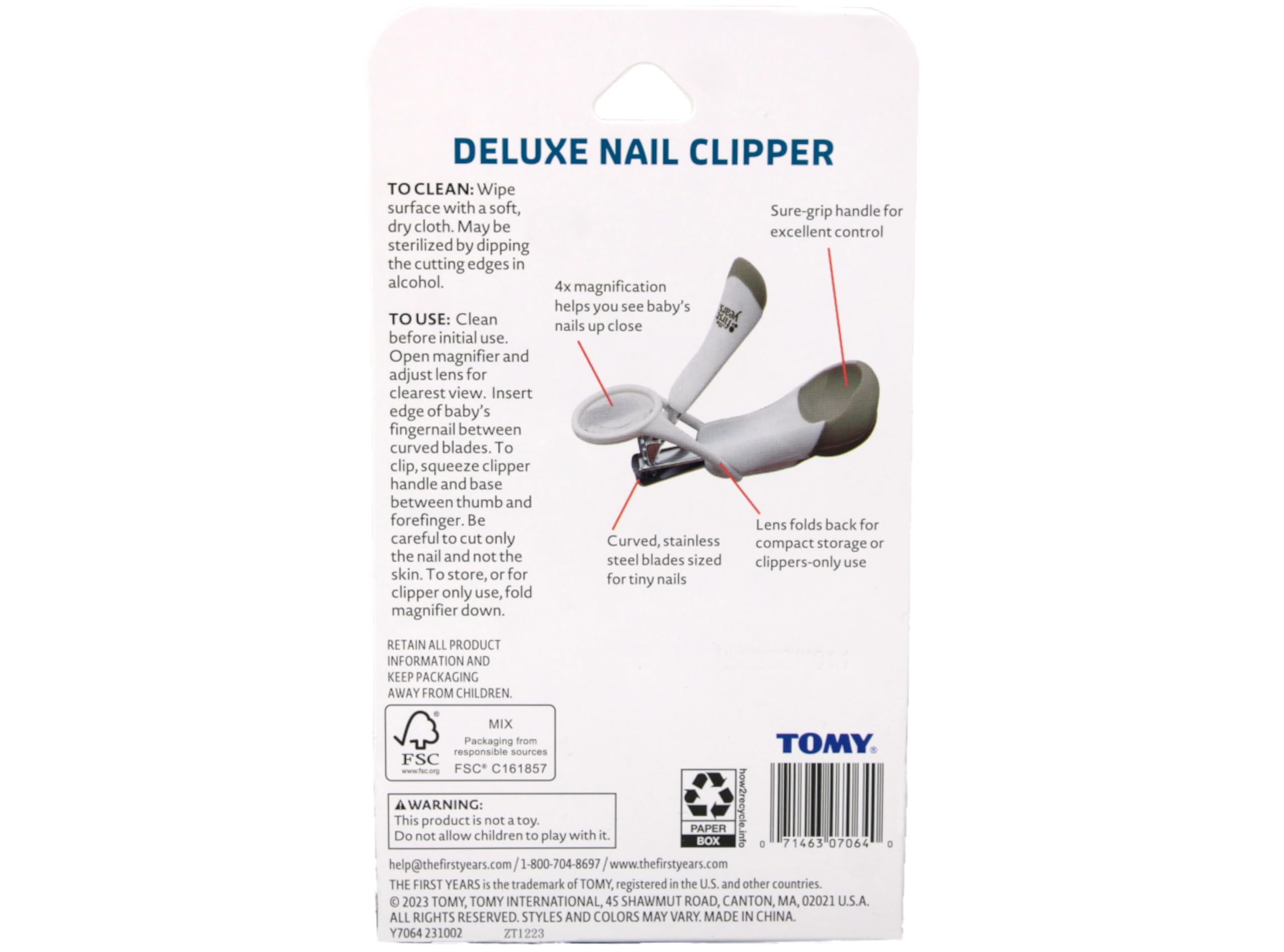 The First Years clipper features stainless-steel blades for clean, confident nail cuts.