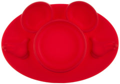 The First Years Mickey Mouse silicone place-mat red with non-slip base for mess-free meals.