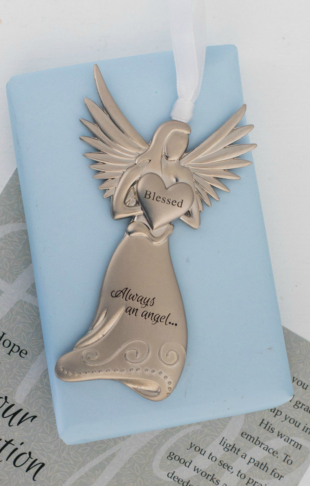 The Grandparent Gift Co. Angel ornament with satin ribbon for year-round display.