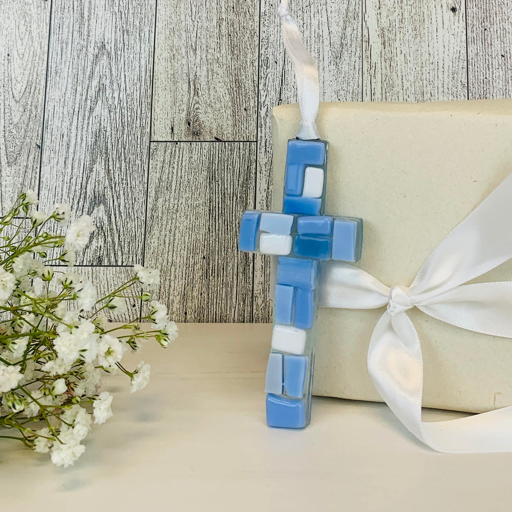 The Grandparent Gift Co. shadow-box-ready cross enhances nursery decor.