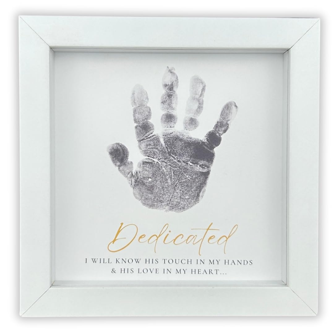 The Grandparent Gift Co white shadowbox 6x6 on table display for baby memories