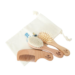 The Hat Pros wooden baby hairbrush with goat hair bristles for gentle scalp care