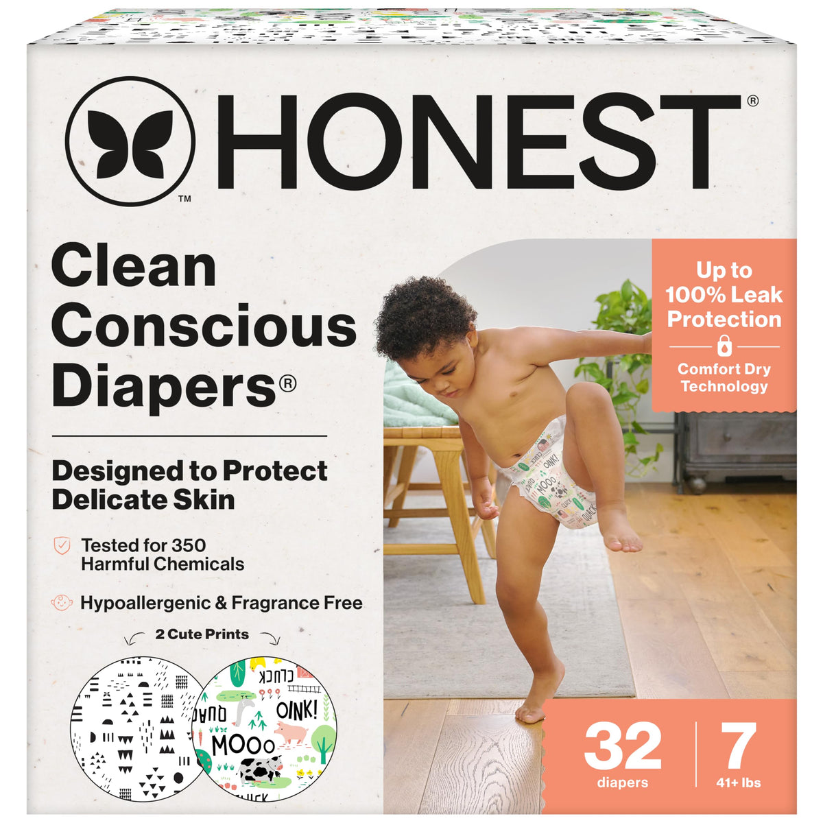 The Honest Company Comfort Dry diaper with a wetness indicator for quick changes