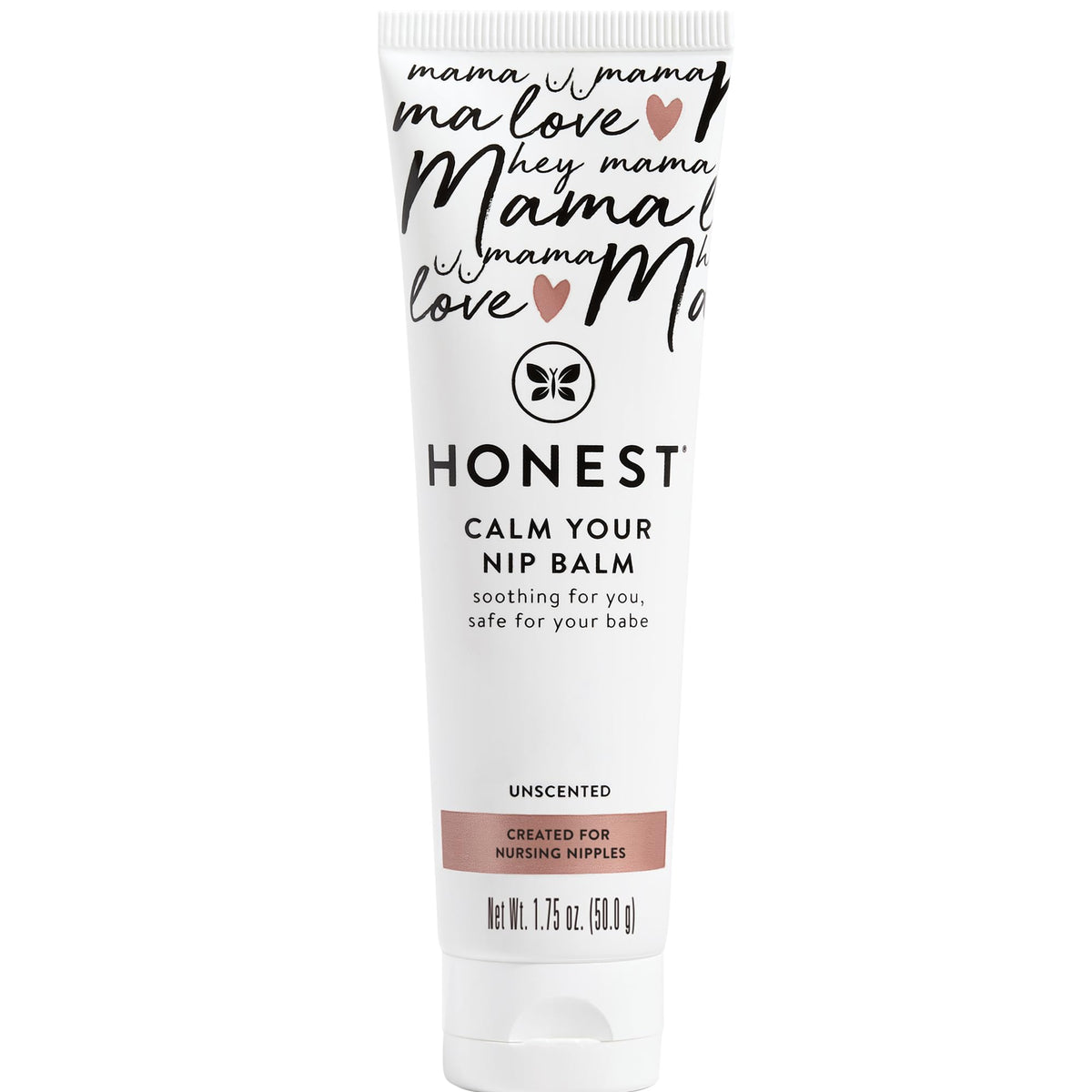 The Honest Company Mama Calm Nip Balm tube packaging shows safe, convenient nursing care.