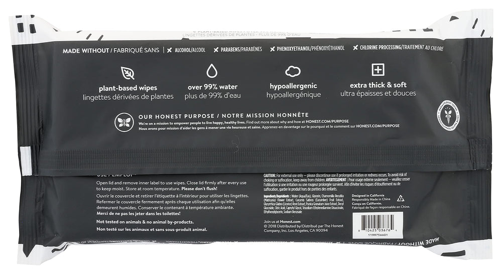 Water-forward wipes with over 99% water for gentle cleansing.