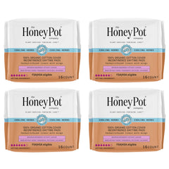 The Honey Pot herbal pads with wings packaging promotes discreet daytime protection.