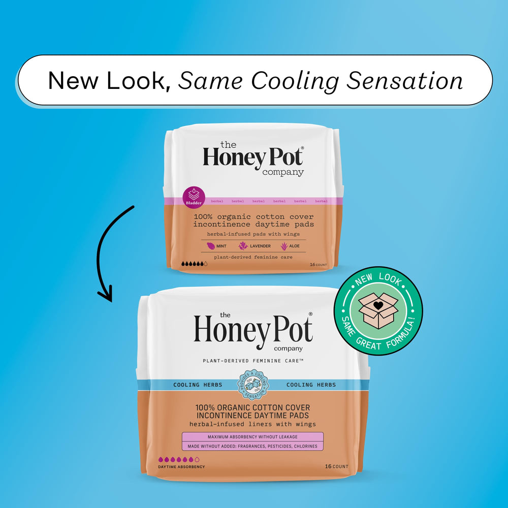 The Honey Pot pads: organic cotton top sheet close-up with herbs.
