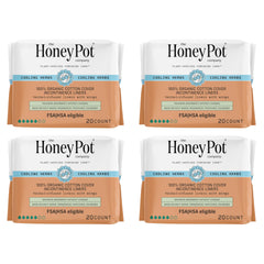 The Honey Pot 80ct herbal panty liners pack for sensitive days and leaks.
