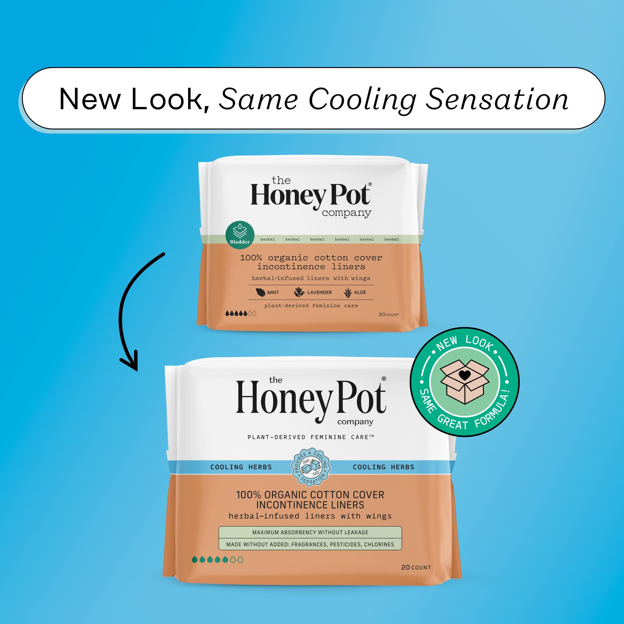 The Honey Pot 80ct panty liner wings closeup provides secure coverage.