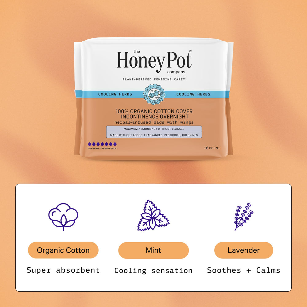 The Honey Pot pads feature an absorbent core for night use.
