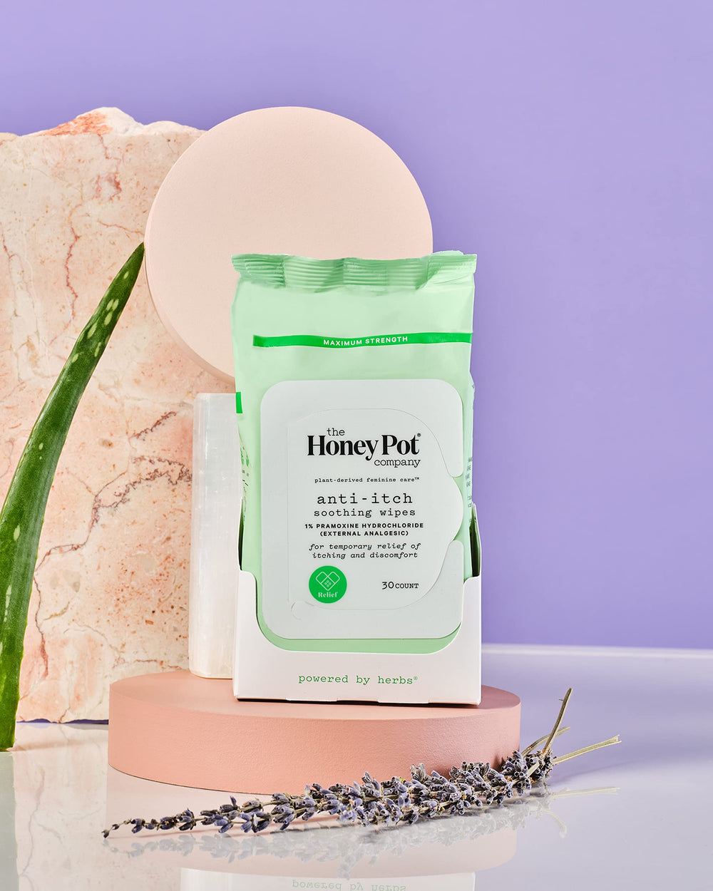 Close-up of a textured wipe from The Honey Pot Anti-Itch Wipes