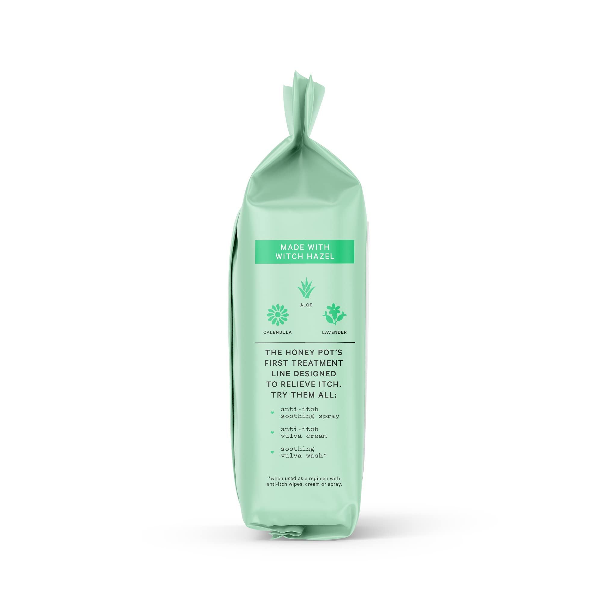 Travel-ready The Honey Pot Anti-Itch Wipes in compact packaging for on-the-move care