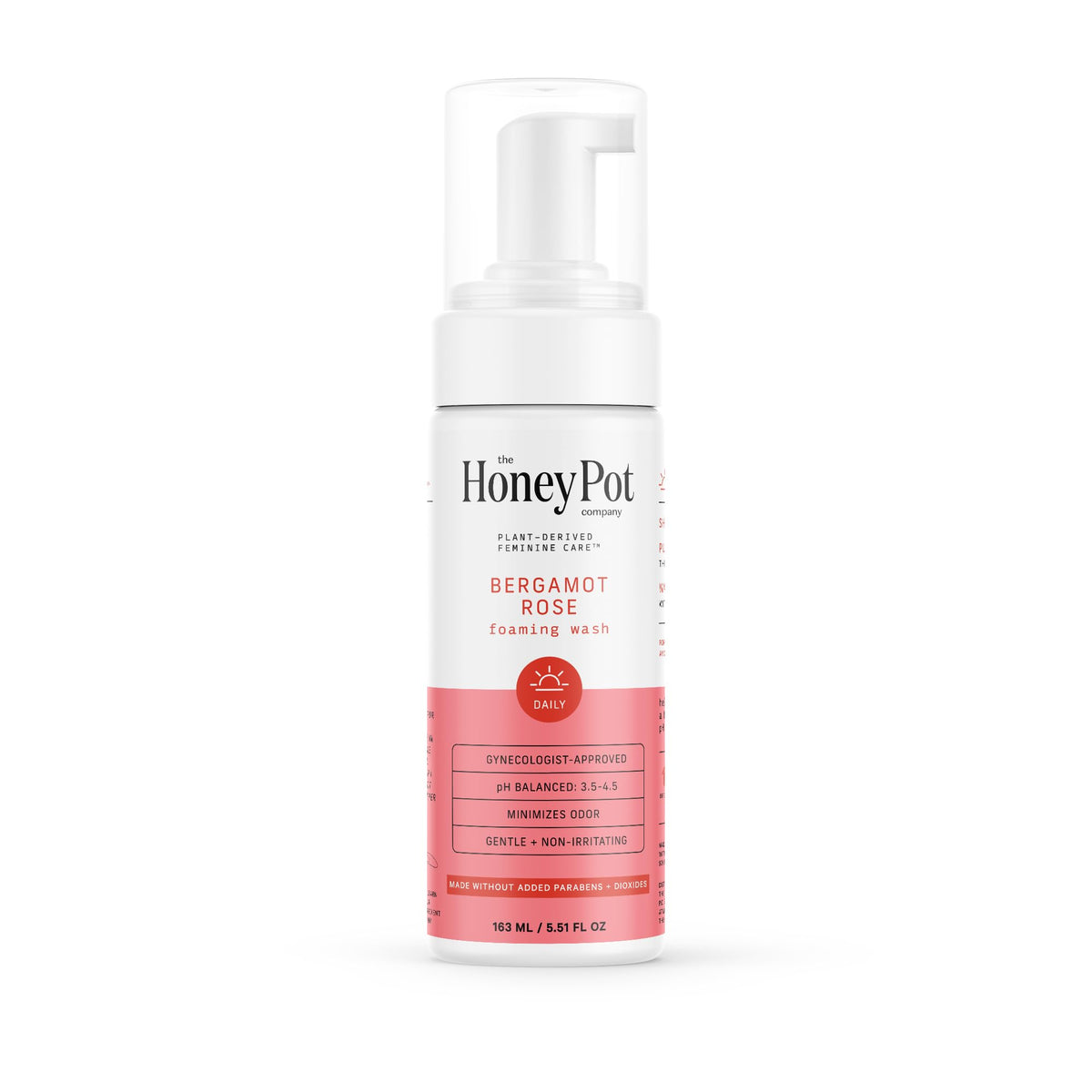 The Honey Pot Bergamot Rose feminine wash bottle for gentle, balanced cleansing.