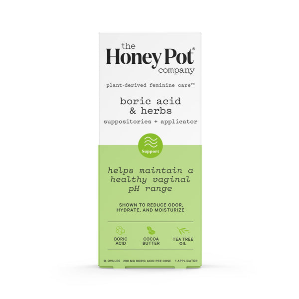 The Honey Pot Company 7-day boric acid suppositories pack shot for pH support