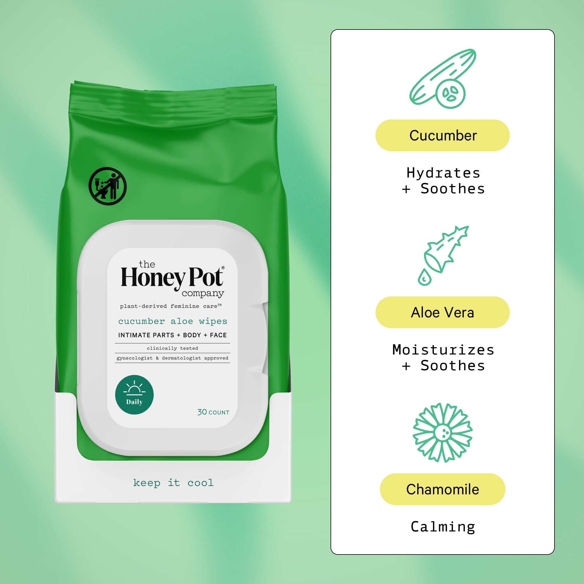 Close-up texture of The Honey Pot Company cucumber aloe wipes