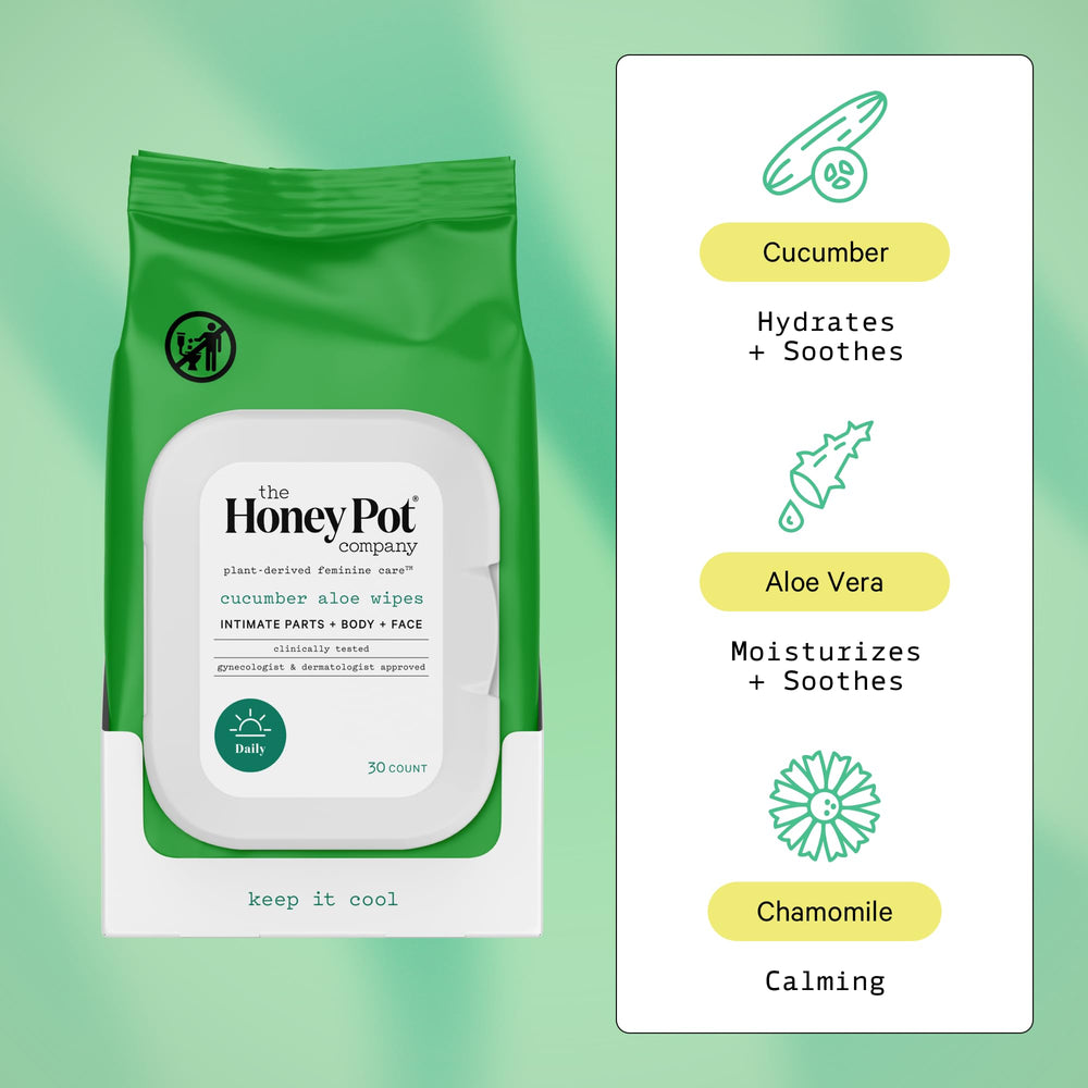 Close-up texture of The Honey Pot Company cucumber aloe wipes