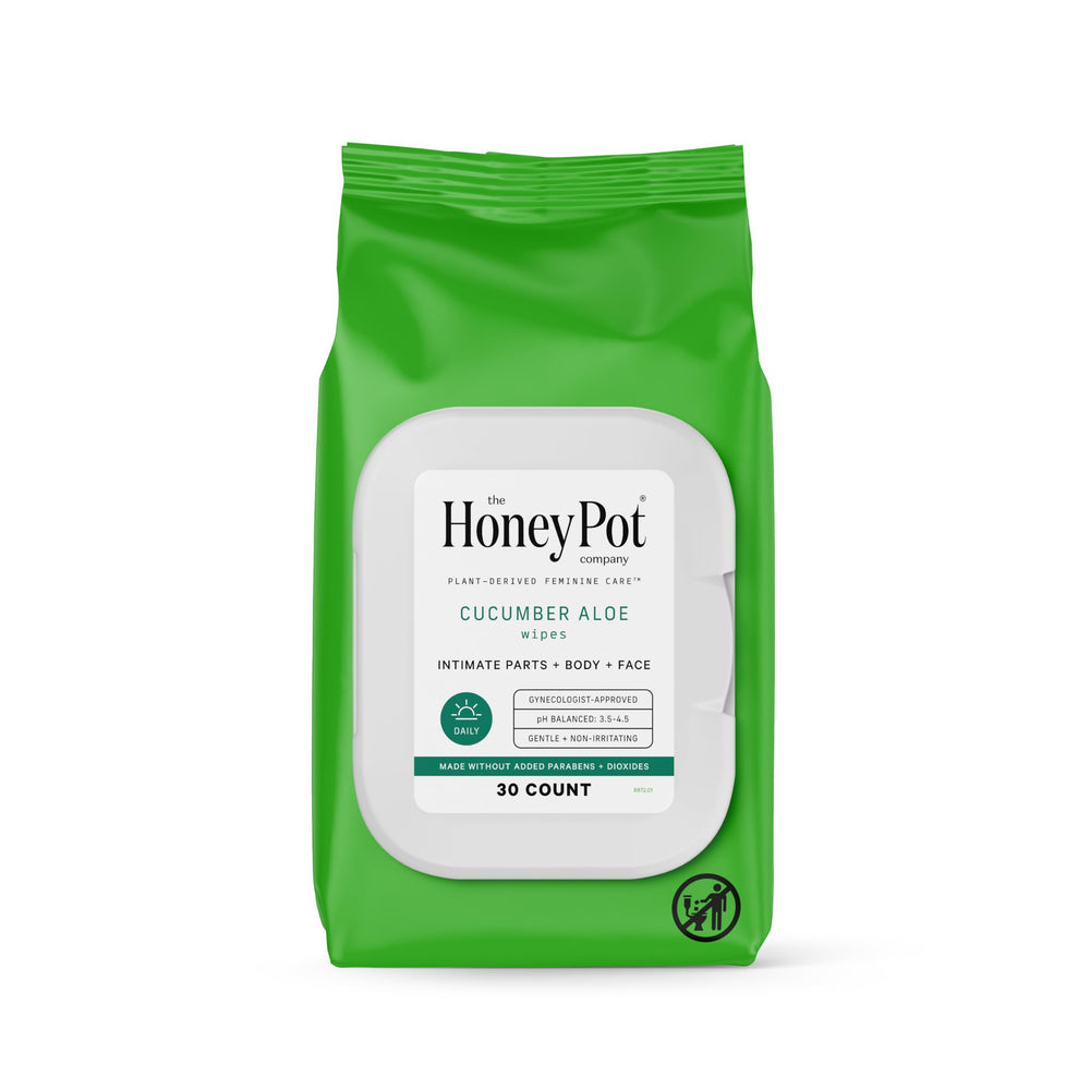 The Honey Pot Company cucumber aloe wipes pack for daily pH balance