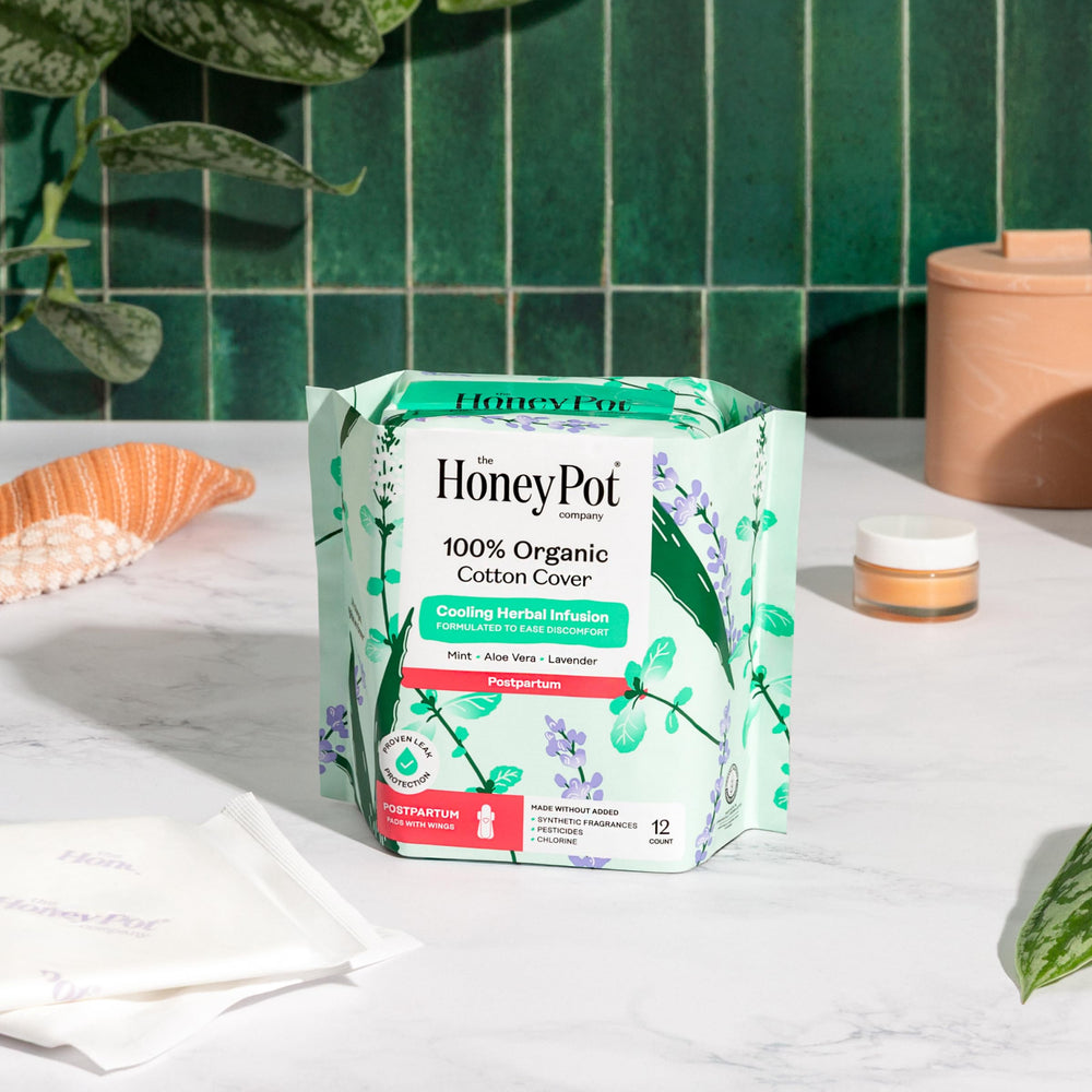 The Honey Pot Company gynecologist-tested postpartum pads are skin-friendly and reassuring.