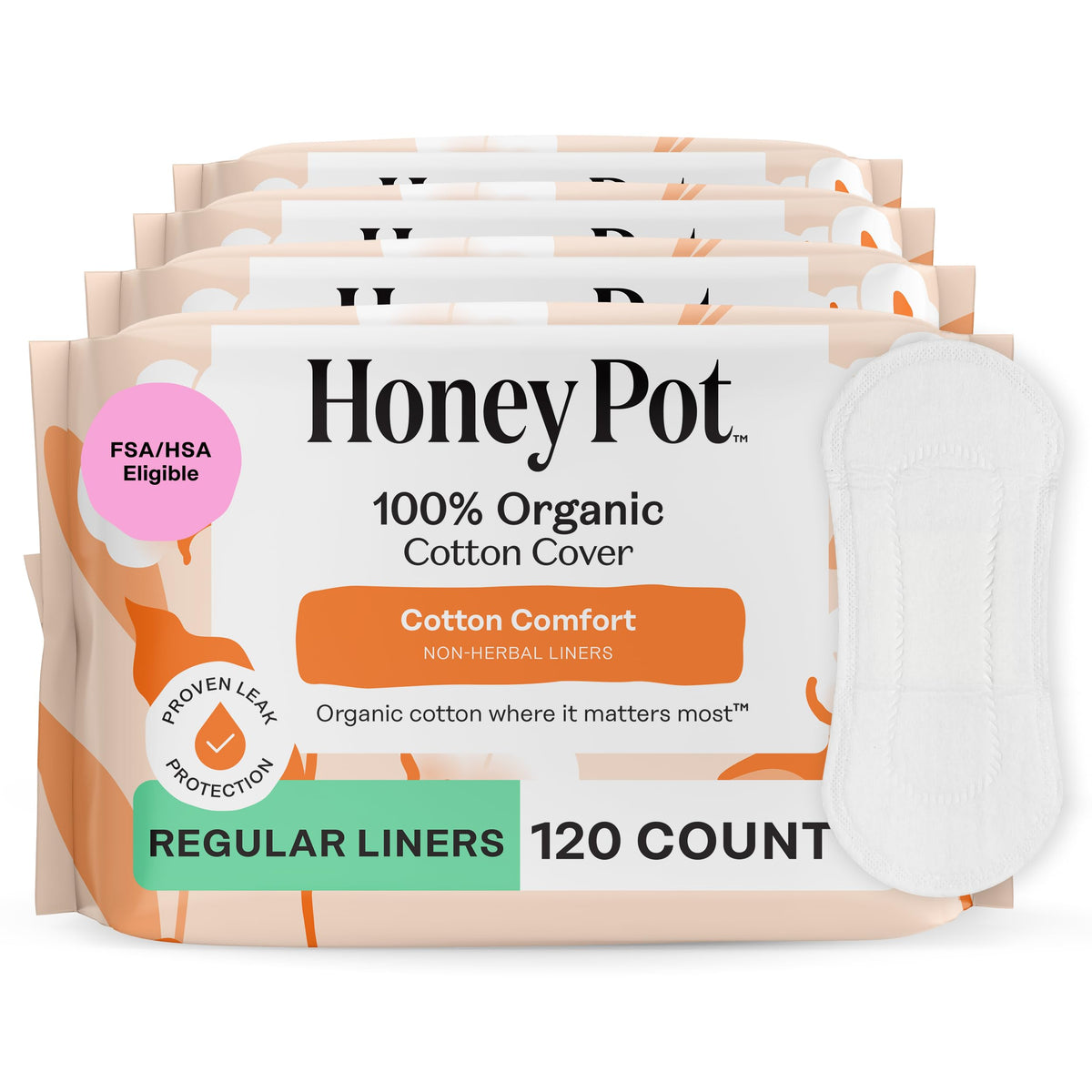 The Honey Pot Non-Herbal Pantiliner with absorbent core provides daily protection.