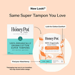The Honey Pot organic cotton core tampon demonstrates all-day breathable protection.