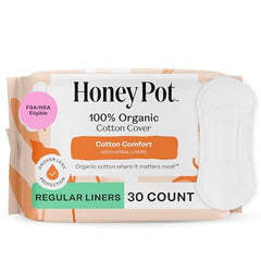 The Honey Pot Organic Cotton Cover Pantiliner offers gentle skin contact and comfort.