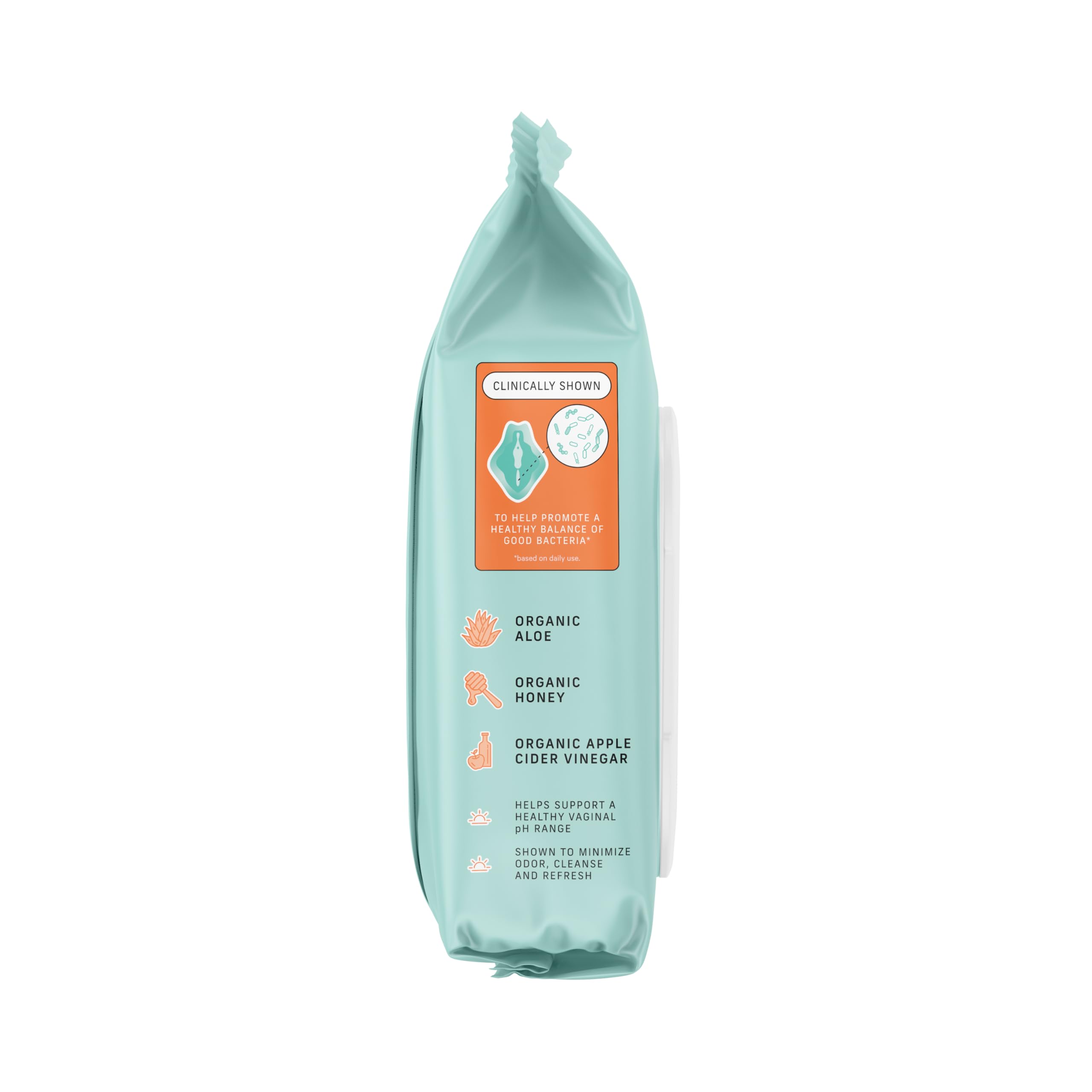 Product label emphasizes prebiotic wellness concepts for daily care.