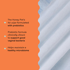 The Honey Pot prebiotic wipes texture closeup highlighting soft, comfortable use.