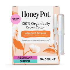 The Honey Pot regular tampon with bio-plastic applicator for easy insertion and all-day protection