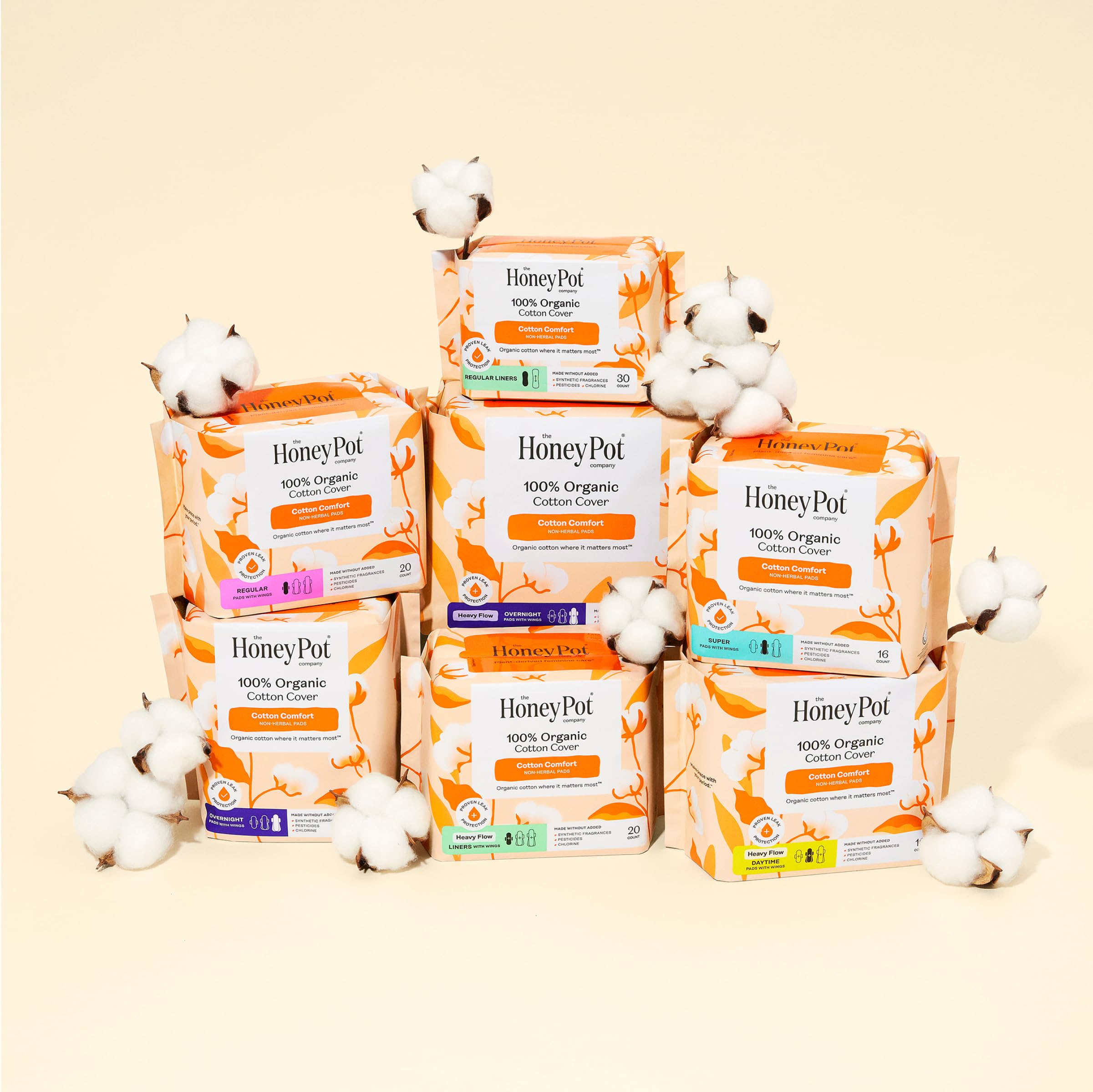The Honey Pot Company reusable storage pouch shown alongside pads