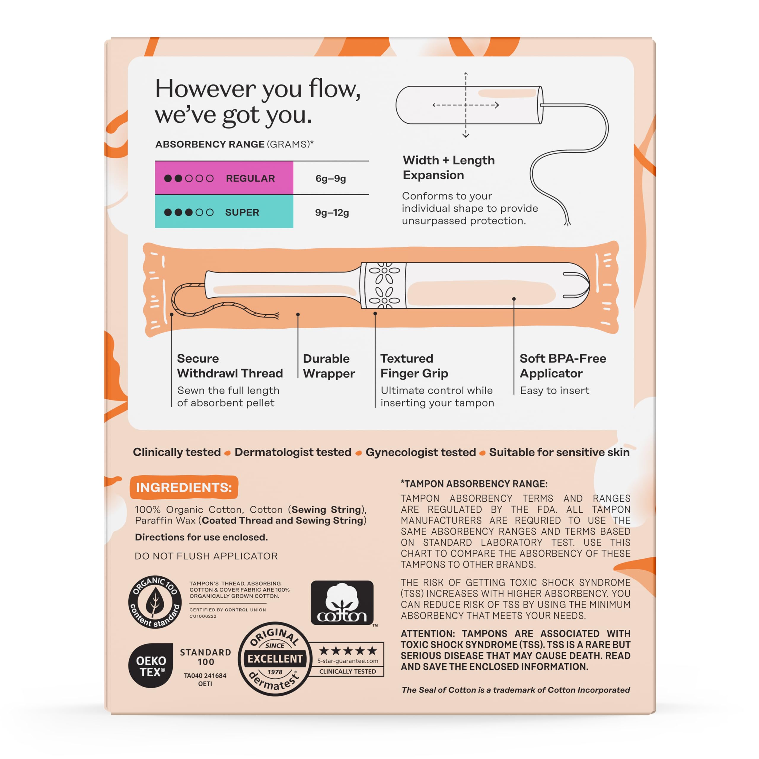 The Honey Pot tampon with sewn-in cord for easy removal and secure fit