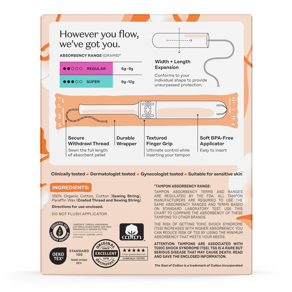 The Honey Pot tampon with sewn-in cord for easy removal and secure fit