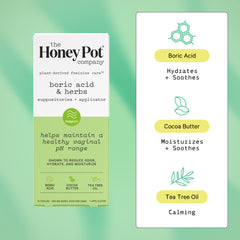 The Honey Pot Company's suppositories in use with applicator for at-home balance