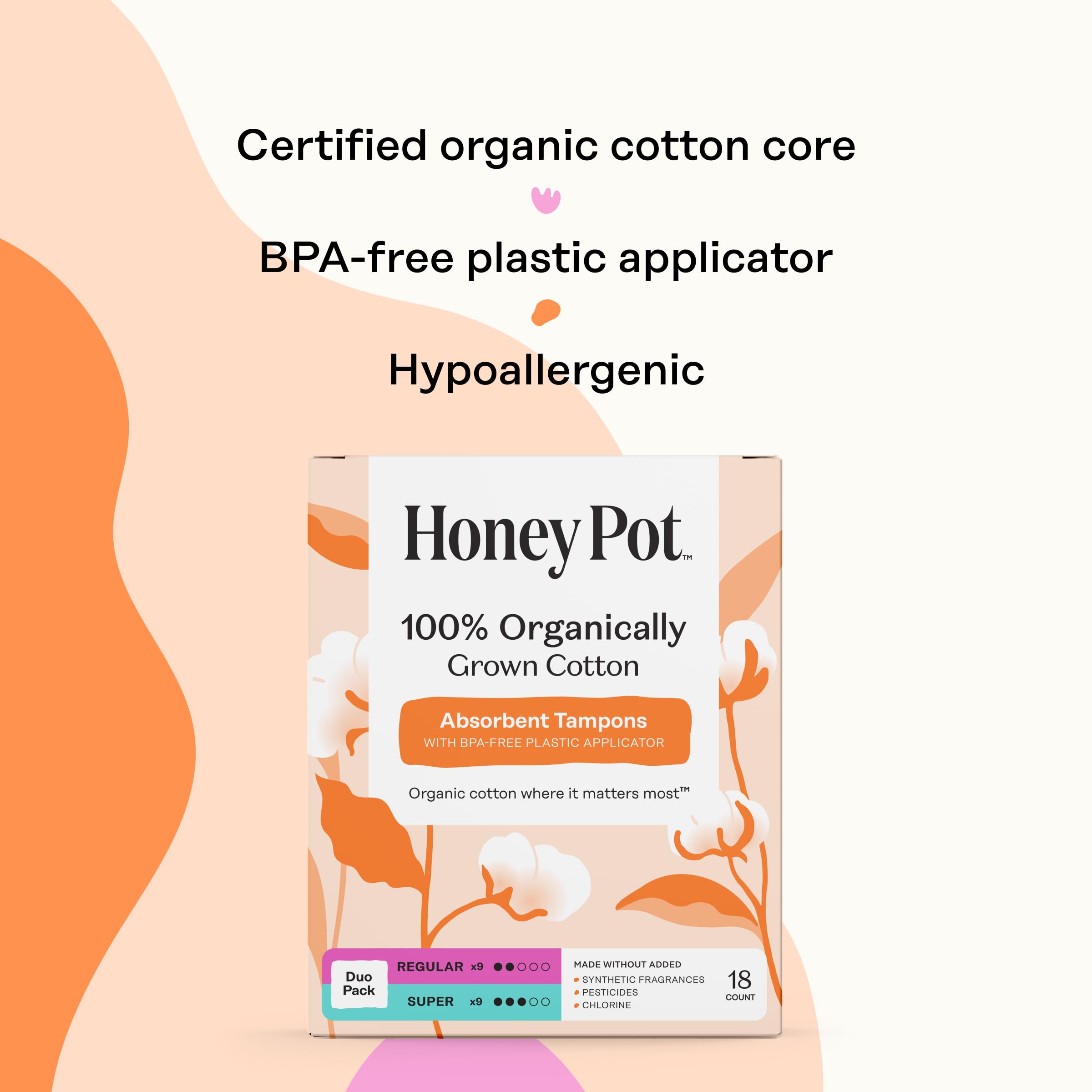 The Honey Pot unscented tampons variety pack offers fragrance-free protection for daily wear