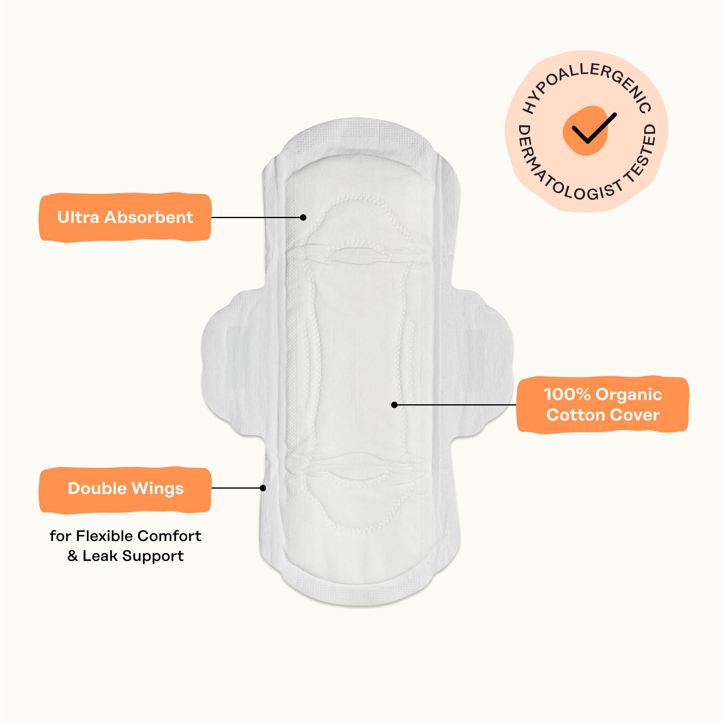 Dermatologist-tested, hypoallergenic pad ideal for sensitive skin users