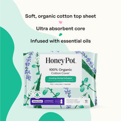 The Honey Pot herbal-infused pad with lavender, rose, aloe and mint offers a refreshing sensation.