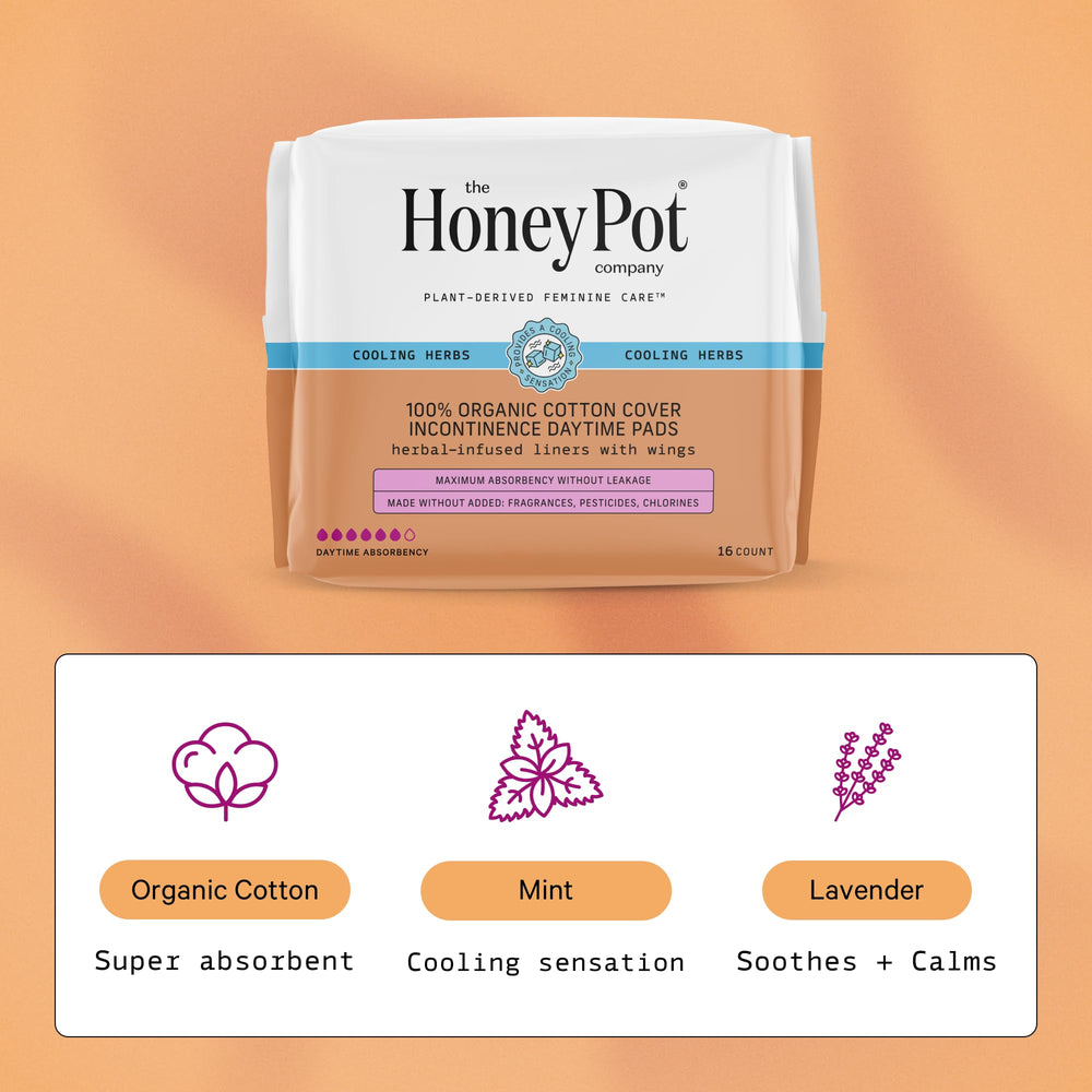 The Honey Pot daytime pads infused with essential oils provide a refreshing feel.
