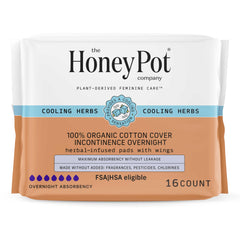 The Honey Pot Herbal Pads with Wings provide secure overnight protection.