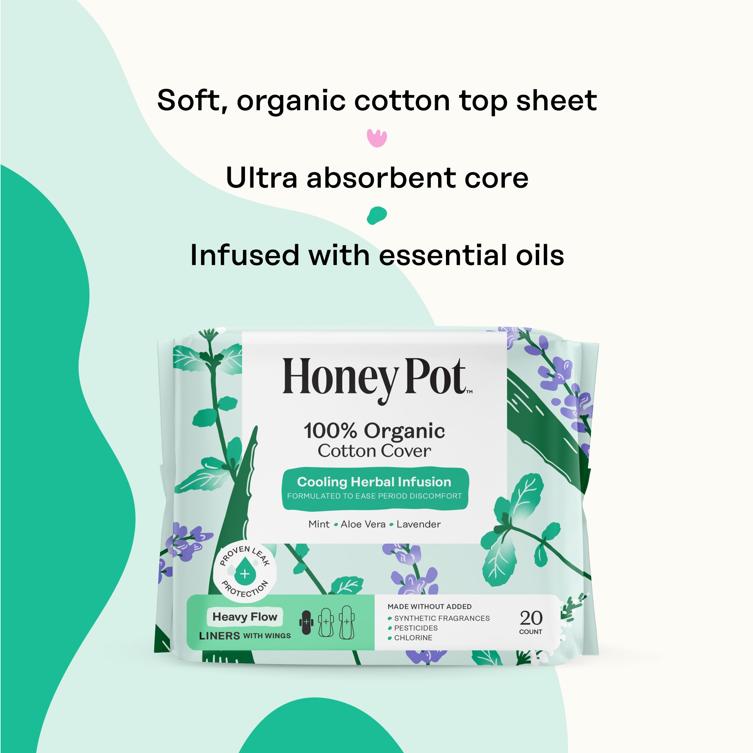 The Honey Pot lavender rose aloe mint infusion visual emphasizing cooling sensation.