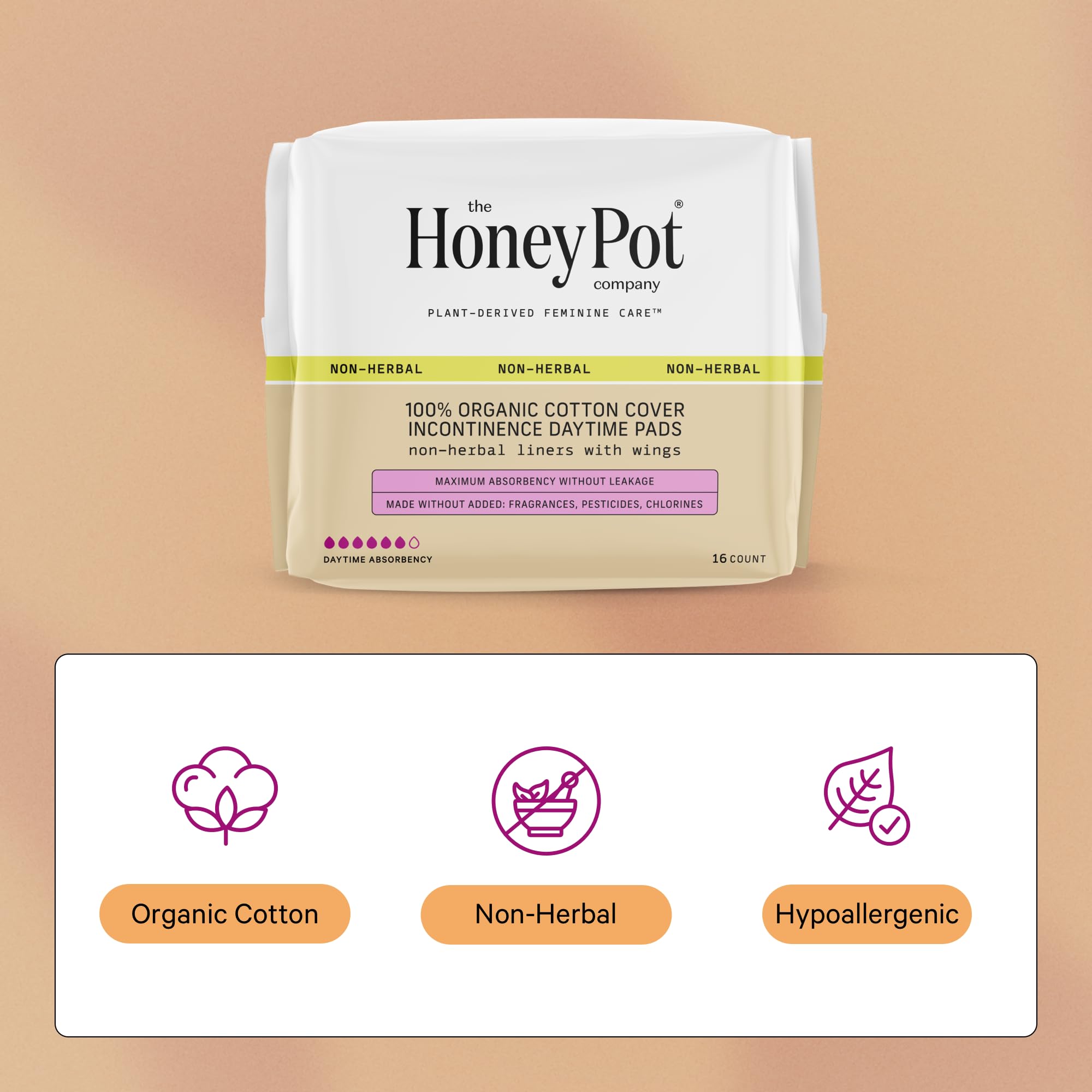 Close-up of the Honey Pot non-herbal pad's absorbency and core.