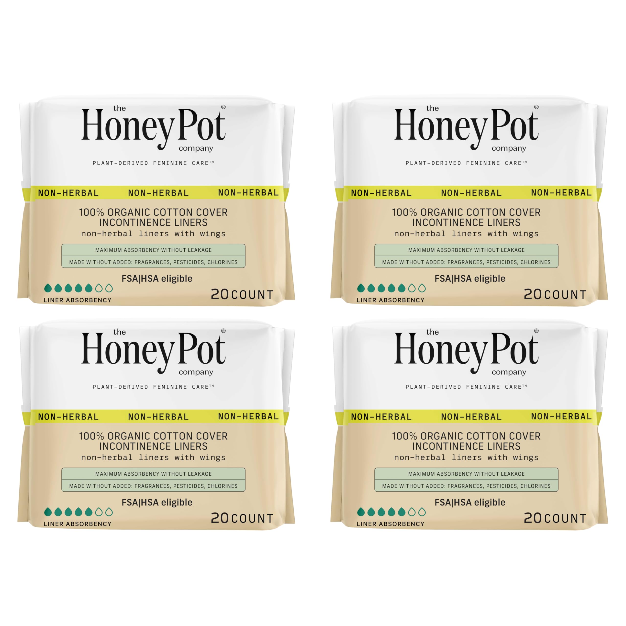 The Honey Pot Non-Herbal Pads with Wings packaging provides secure all-day protection.